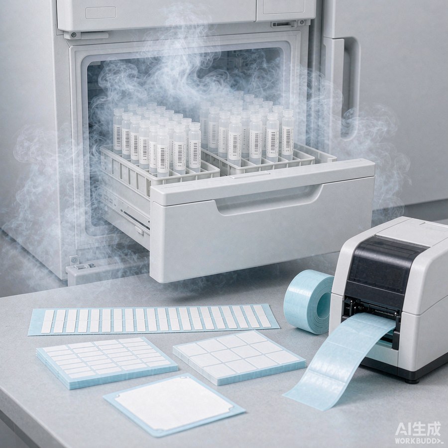 实验室低温标签:-80℃冰箱抽屉中的冻存管标签与哑白PET、亮白PP合成纸标签卷材
