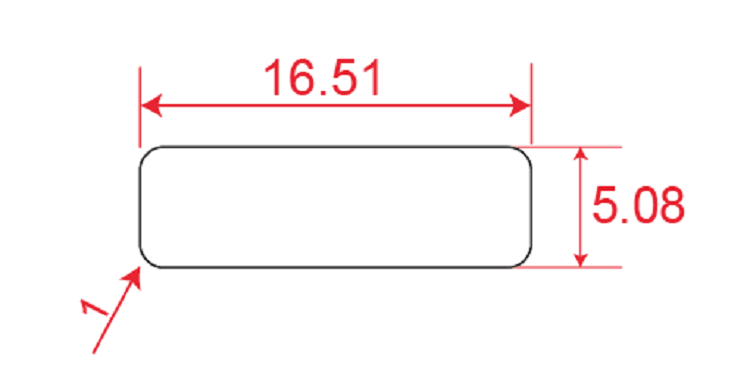 TH132-444 尺寸图 16.51x5.08mm R角1 四列
