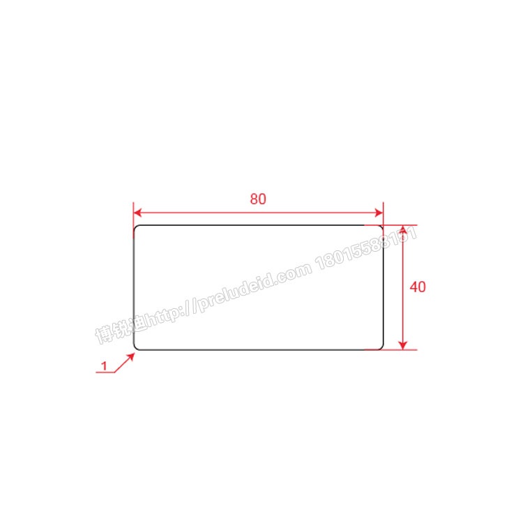 TH134-401 标签尺寸示意图 80x40mm