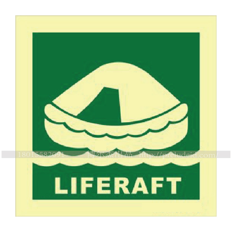 504.17A 救生筏 LIFERAFT 船用IMO夜光标志 300x300mm 英文版