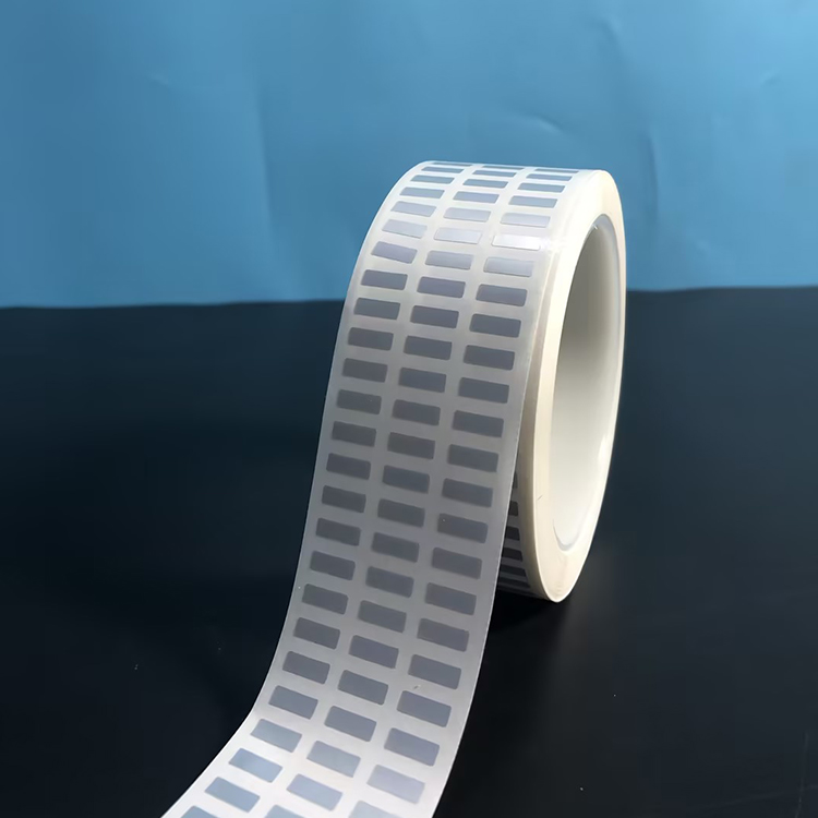 TH235-404 10x3.5mm 哑银PET不干胶标签三列卷装实拍